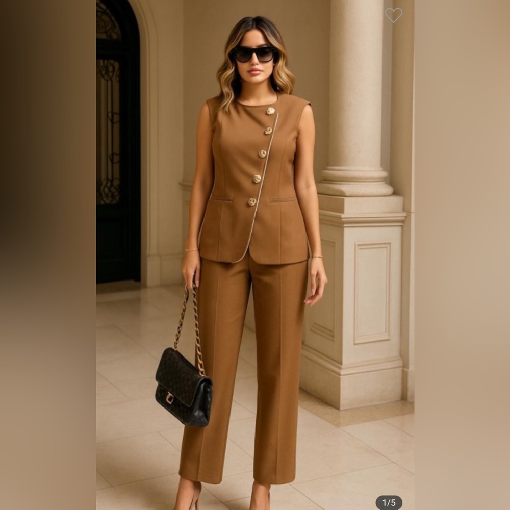 7575. Elegant Tan Women's Two piece set